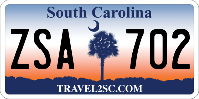 SC license plate ZSA702