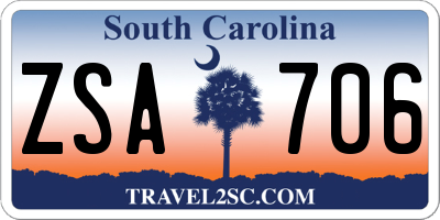 SC license plate ZSA706