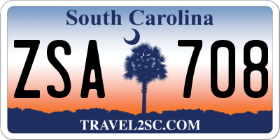 SC license plate ZSA708