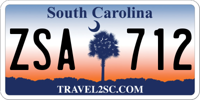 SC license plate ZSA712