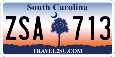SC license plate ZSA713