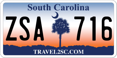 SC license plate ZSA716