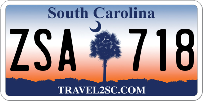 SC license plate ZSA718