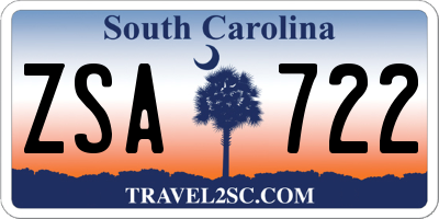 SC license plate ZSA722
