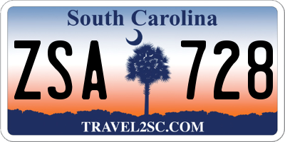 SC license plate ZSA728