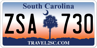 SC license plate ZSA730