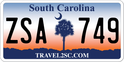 SC license plate ZSA749