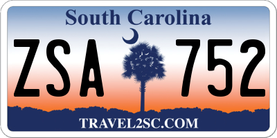 SC license plate ZSA752