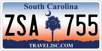 SC license plate ZSA755