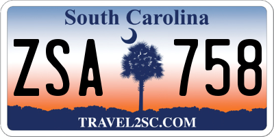 SC license plate ZSA758