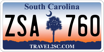 SC license plate ZSA760