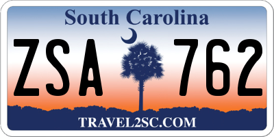 SC license plate ZSA762