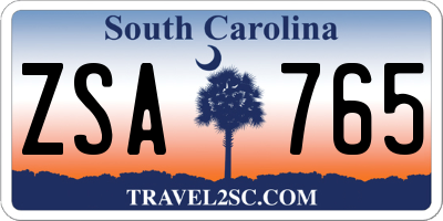SC license plate ZSA765