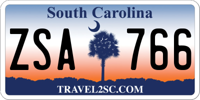 SC license plate ZSA766