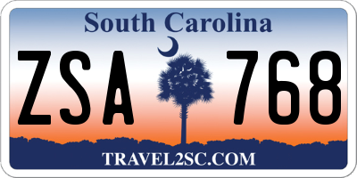 SC license plate ZSA768