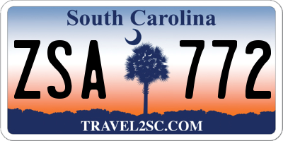 SC license plate ZSA772