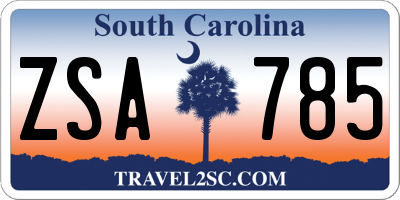 SC license plate ZSA785