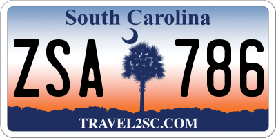 SC license plate ZSA786