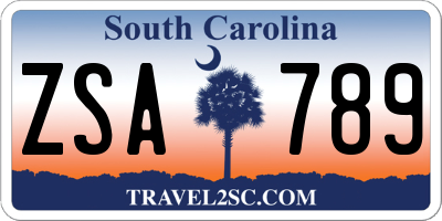 SC license plate ZSA789