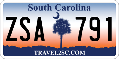 SC license plate ZSA791