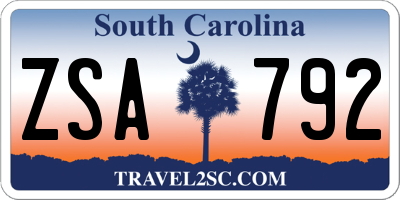 SC license plate ZSA792