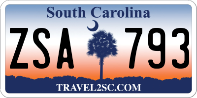 SC license plate ZSA793