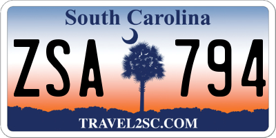 SC license plate ZSA794