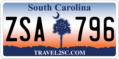SC license plate ZSA796