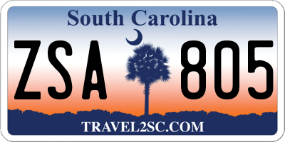 SC license plate ZSA805