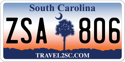 SC license plate ZSA806