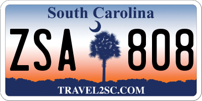 SC license plate ZSA808