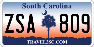 SC license plate ZSA809