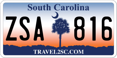 SC license plate ZSA816