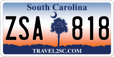 SC license plate ZSA818