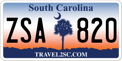 SC license plate ZSA820