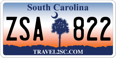 SC license plate ZSA822