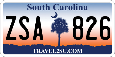 SC license plate ZSA826