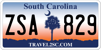 SC license plate ZSA829