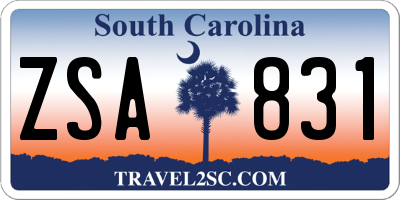 SC license plate ZSA831