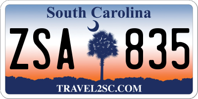 SC license plate ZSA835