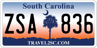 SC license plate ZSA836