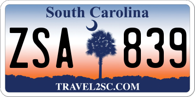 SC license plate ZSA839