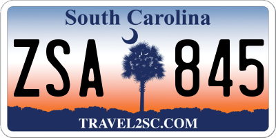SC license plate ZSA845