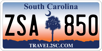 SC license plate ZSA850