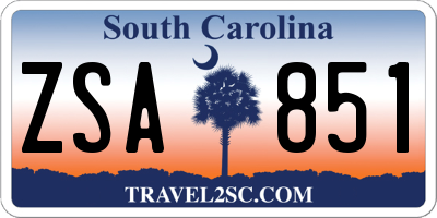 SC license plate ZSA851