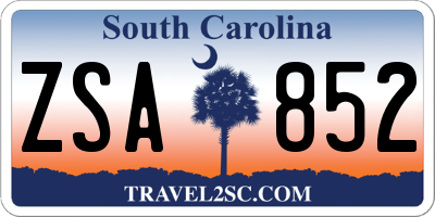 SC license plate ZSA852