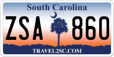 SC license plate ZSA860