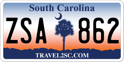 SC license plate ZSA862
