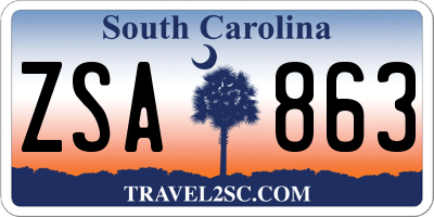 SC license plate ZSA863