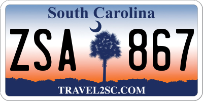 SC license plate ZSA867